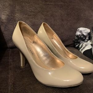 Tan closed toe heels